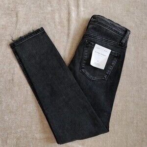NWT Flying Monkey Distressed Black Denim Skinny Cropped Jeans Size 25